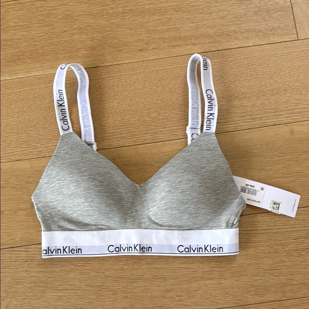 Calvin Klein Gray Wire-Free Bra with Elastic Band